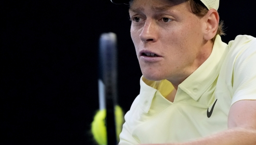 FILE -Jannik Sinner of Italy plays a backhand return to Alexander Zverev of Germany during the men's singles final at the Australian Open tennis championship in Melbourne, Australia, Jan. 26, 2025. (AP Photo/Asanka Brendon Ratnayake, File)