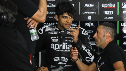 epa11875753 Spanish MotoGP rider Jorge Martin of Aprilia Racing reacts in his team's garage during Sepang MotoGP Official Test day in Petronas Sepang International Circuit, Malaysia, 05 February 2025.  EPA/FAZRY ISMAIL