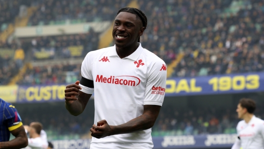 Fiorentina's Moise Kean during the  Serie A enilive soccer match between Hellas Verona  and Fiorentina at the Marcantonio Bentegodi Stadium, north Est Italy - Sunday, February 23, 2025. Sport - Soccer (Photo by Paola Garbuio /Lapresse)