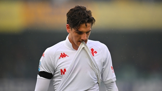 VERONA, ITALY - FEBRUARY 23: Nicolo Zaniolo of Fiorentina reacts during the Serie A match between Verona and Fiorentina at Stadio Marcantonio Bentegodi on February 23, 2025 in Verona, Italy. (Photo by Alessandro Sabattini/Getty Images)