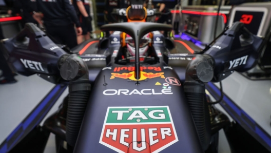 BAHRAIN, BAHRAIN - FEBRUARY 25: Sponsor branding is seen on the bodywork of the Oracle Red Bull Racing RB21 during the Oracle Red Bull Racing Filming Day at Bahrain International Circuit on February 25, 2025 in Bahrain, Bahrain. (Photo by Mark Thompson/Getty Images)