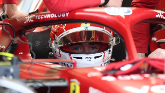 epa11925940 Scuderia Ferrari driver Charles Leclerc of Monaco sits in his car during the Formula 1 pre-season testing at Bahrain International Cirtcuit in Sakhir, Bahrain, 26 February 2025.  EPA/ALI HAIDER