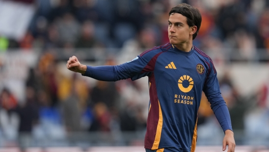 Romas Paulo Dybala celebrates after scoring 1-0 during the Serie A EniLive soccer match between Roma and Parma at the Rome's Olympic stadium, Italy - Sunday  December 22, 2024 - Sport  Soccer ( Photo by Alfredo Falcone/LaPresse )