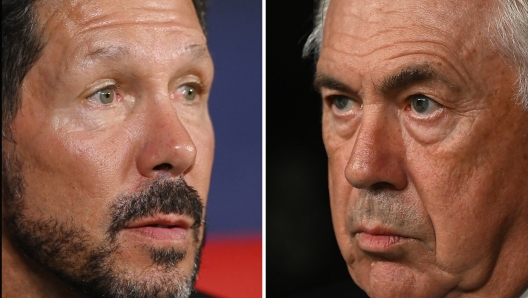 FILE PHOTO (EDITORS NOTE: COMPOSITE OF IMAGES - Image numbers 2169085881, 2169870071) In this composite image a comparison has been made Diego Simeone, Head Coach of Atletico de Madrid (L) and Carlo Ancelotti, Head Coach of Real Madrid. Atletico de Madrid and Real Madrid meet in a La Liga fixture on September 29,2024 at the Estadio Civitas Metropolitano in Madrid,Spain.  ***LEFT IMAGE*** MADRID, SPAIN - AUGUST 28: Diego Simeone, Head Coach of Atletico de Madrid, looks on prior to the LaLiga match between Atletico de Madrid and RCD Espanyol at Estadio Civitas Metropolitano on August 28, 2024 in Madrid, Spain. (Photo by Denis Doyle/Getty Images) ***RIGHT IMAGE*** MADRID, SPAIN - SEPTEMBER 01: Carlo Ancelotti, Head Coach of Real Madrid, looks on prior to the LaLiga match between Real Madrid CF and Real Betis Balompie at Estadio Santiago Bernabeu on September 01, 2024 in Madrid, Spain. (Photo by Denis Doyle/Getty Images)