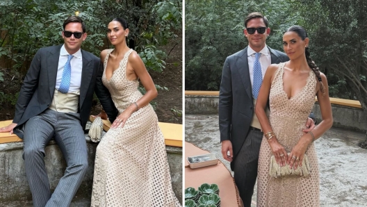 Melissa Satta e Carlo Beretta, eleganti e innamorati a un matrimonio a Napoli