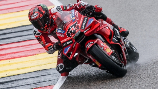 Francesco Bagnaia competing at Sachsenring MotoGP 2025