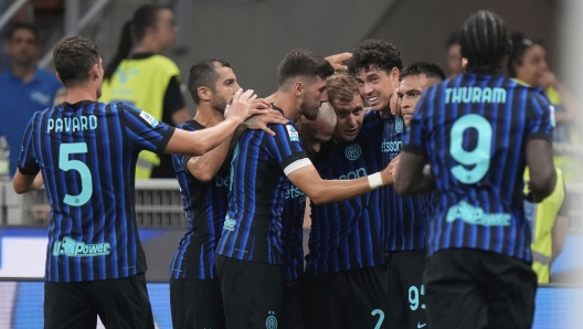 Inter Milan`s Alessandro Bastoni celebrates a goal against Torino