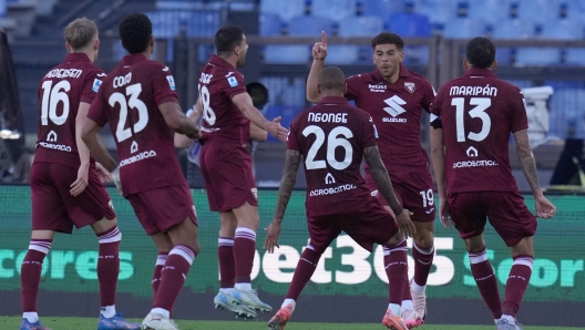 Torino`s Che Adams celebrates after scoring against Lazio