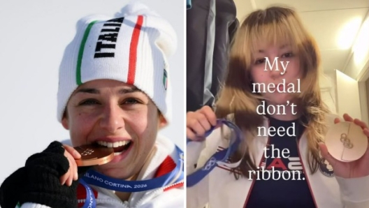 Lucia Dalmasso e Alysa Liu con le medaglie (poi rotte) vinte a Milano Cortina