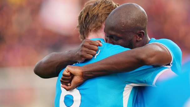 Napoli's Scott McTominay celebrates after scoring 0-1 during the Serie A soccer match between Monza and Napoli at U-Power Stadium in Monza , North Italy -  , Saturday, April 19 , 2025 . Sport - Soccer (Photo by Spada/LaPresse)