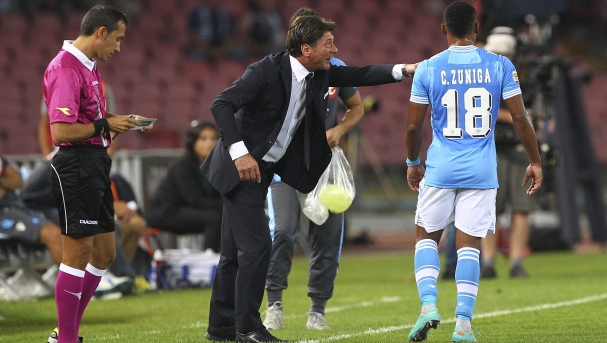 during the Serie A match between SSC Napoli v Udinese Calcio at Stadio San Paolo on October 7, 2012 in Naples, Italy.