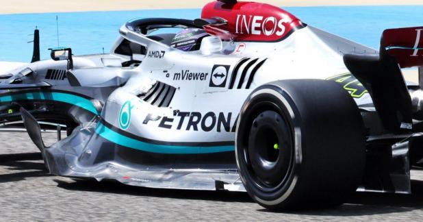 I fianchi modificati sulla Mercedes F1 W13