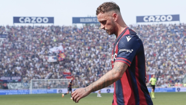 Bologna's Marko Arnautovic leaves the pitch after the replacement during the Italian Serie A soccer match Bologna FC vs  SSC Napoli at Renato Dall'Ara stadium in Bologna, Italy, 28 May 2023. ANSA /ELISABETTA BARACCHI