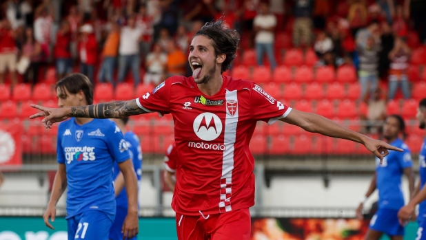 AC Monza's mildfielder Andrea Colpani jubilates after scoring goal during the Italian Serie A soccer match between AC Monza and Empoli FC at U-Power Stadium in Monza, Italy, 26 August 2023. ANSA / ROBERTO BREGANI