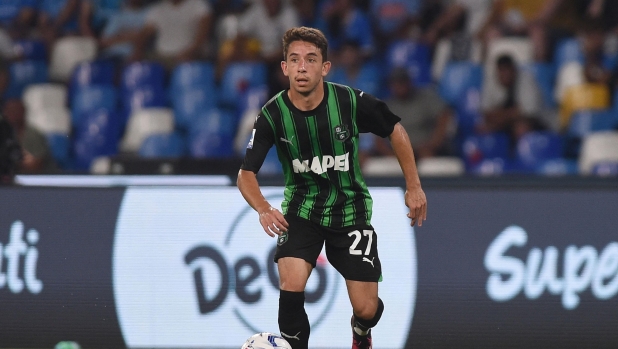 Maxime Lopez of US Sassuolo during the Serie A TIM match between SSC Napoli and US Sassuolo at Stadio Diego Armando Maradona Naples Italy on 27 August 2023. (Photo by Franco Romano/NurPhoto) (Photo by Franco Romano / NurPhoto / NurPhoto via AFP)