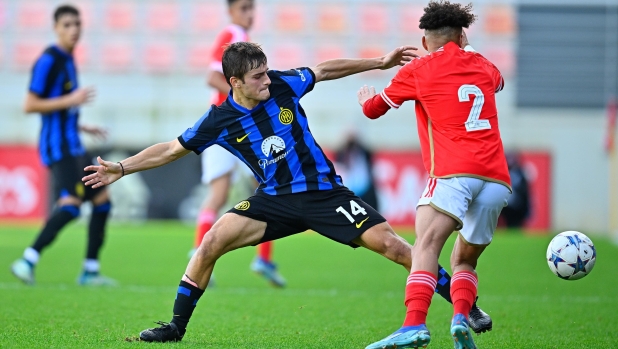 LISBON, PORTUGAL - NOVEMBER 29: Thomas Berenbruch of FC Internazionale U19 iaduring the UEFA Youth League 2023/24 match between SL Benfica and FC Internazionale U19 at Benfica Campus Seixal on November 29, 2023 in Lisbon, Portugal. (Photo by Mattia Ozbot - Inter/Inter via Getty Images)