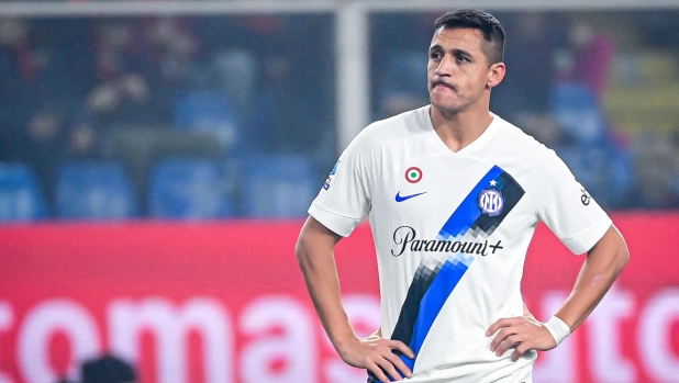 Inter Milan's Chilean forward #70 Alexis Sanchez reacts during the Italian Serie A football match between Genoa and Inter Milan at Luigi Ferraris stadium in Genoa, on December 29, 2023. (Photo by Piero CRUCIATTI / AFP)