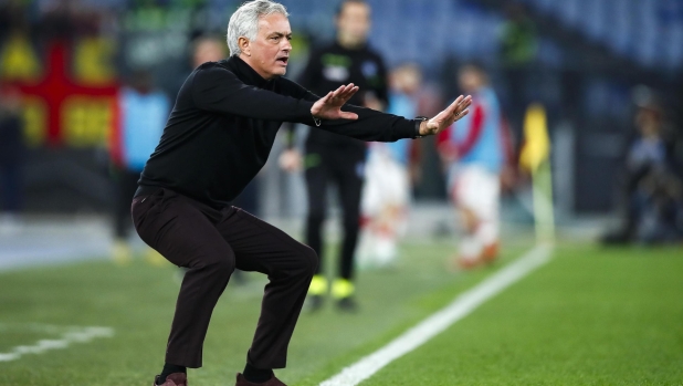Roma's coach Jose Mourinho reacts during the Italy Cup (Coppa Italia) round of 16 soccer match AS Roma vs US Cremonese at Olimpico stadium in Rome, Italy, 03 January 2024. ANSA/ANGELO CARCONI