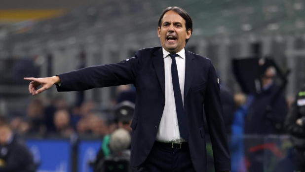 Inter MilanÂ?s coach Simone Inzaghi reacts during the Italian serie A soccer match between Fc Inter  and Juventus at  Giuseppe Meazza stadium in Milan, 4 February 2024. ANSA / MATTEO BAZZI