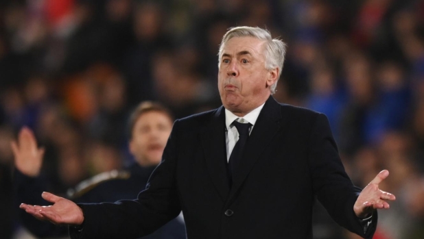 GETAFE, SPAIN - FEBRUARY 01: Carlo Ancelotti, Head Coach of Real Madrid, reacts during the LaLiga EA Sports match between Getafe CF and Real Madrid CF at Coliseum Alfonso Perez on February 01, 2024 in Getafe, Spain. (Photo by Denis Doyle/Getty Images)