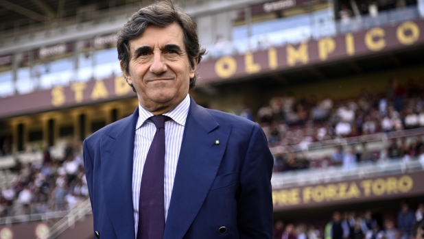 President of Torino Fc Urbano Cairo during the Serie A soccer match between Torino and Juventus at the Stadio Olimpico Grande Torino in Torino, north west Italy - Saturday, April,13 2024. Sport - Soccer.EXCLUSIVE TORINOFC (Photo by Fabio Ferrari/LaPresse)