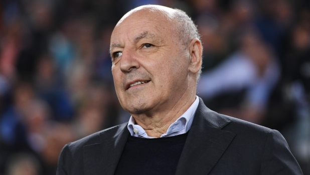 UDINE, ITALY - APRIL 08: Giuseppe Marotta, CEO of Sport for FC Internazionale looks on prior to the Serie A TIM match between Udinese Calcio and FC Internazionale at Dacia Arena on April 08, 2024 in Udine, Italy. (Photo by Alessandro Sabattini/Getty Images)