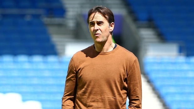BRIGHTON, ENGLAND - APRIL 29: Julen Lopetegui, Manager of Wolverhampton Wanderers, inspects the pitch prior to the Premier League match between Brighton & Hove Albion and Wolverhampton Wanderers at American Express Community Stadium on April 29, 2023 in Brighton, England. (Photo by Charlie Crowhurst/Getty Images)