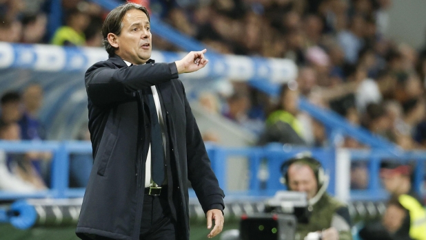 Inter's coach Simone Inzaghi during the Italian Serie A soccer match US Sassuolo vs FC Inter at Mapei Stadium in Reggio Emilia, Italy, 4 May 2024. ANSA /ELISABETTA BARACCHI