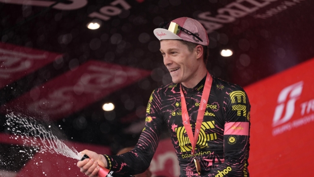 Steinhauser Georg (Team Ef Education Easy Post) winner, at the end of the stage 17 of the Giro d'Italia from Selva di Val Gardena to Passo Brocon, Italy - Wednesday, May 22, 2024 - Sport, Cycling (Photo by Massimo Paolone / LaPresse)