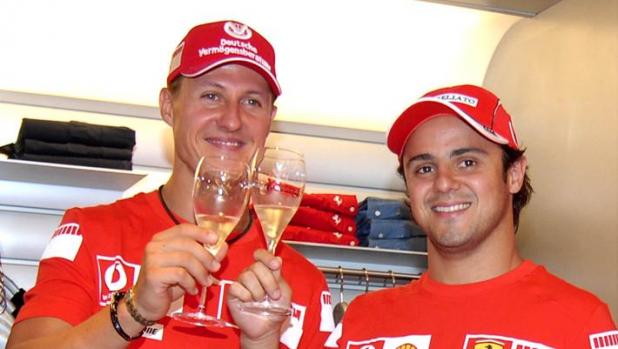 Michael Schumacher e Felipe Massa ai tempi compagni in Ferrari. Ansa