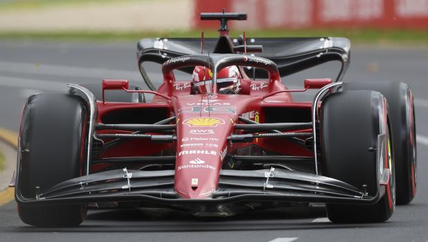 Ferrari driver Charles Leclerc of Monaco steers his car during the final practice session for the Australian Formula One Grand Prix in Melbourne, Australia, Saturday, April 9, 2022. (AP Photo/Asanka Brendon Ratnayake)