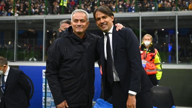 José Mourinho e Simone Inzaghi a San Siro nel match d'andata GETTY IMAGES