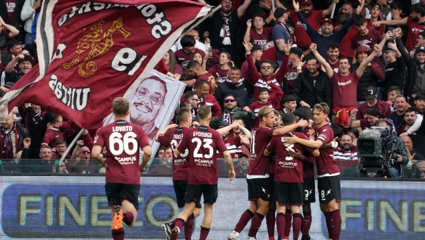 Boulaye Dia of Us Salernitana celebrate the goal during the  Serie A match between Us Salernitana 1919 and Acf Fiorentina on May 3, 2023 stadium ''Arechi''  in Salerno, Italy (Photo by Gabriele Maricchiolo/NurPhoto)