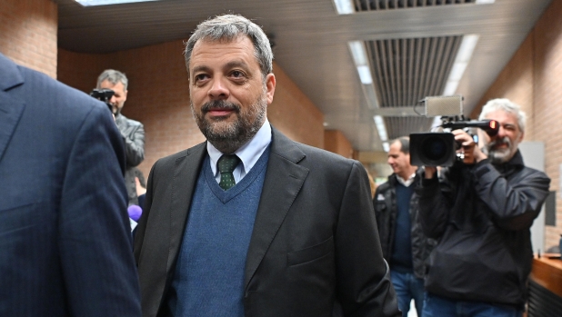 L'arrivo Claudio Albanese (Juventus) in occasioine della prima udienza preliminare del processo Juventus presso il palazzo di giustizia di Torino, 27 marzo 2023 ANSA/ALESSANDRO DI MARCO