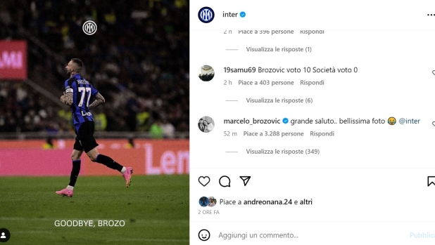 Il post Instagram dell'Inter e la risposta di Marcelo Brozovic