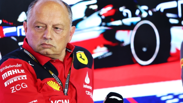 NORTHAMPTON, ENGLAND - JULY 07: Ferrari Team Principal Frederic Vasseur attends the Team Principals Press Conference during practice ahead of the F1 Grand Prix of Great Britain at Silverstone Circuit on July 07, 2023 in Northampton, England. (Photo by Dan Istitene/Getty Images)