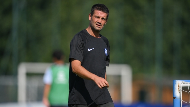 MILAN, ITALY - AUGUST 21: Head Coach Cristian Chivu of FC Internazionale U19 looks on during the FC Internazionale U19 training session at Konami Youth Development Center on August 21, 2023 in Milan, Italy. (Photo by Mattia Pistoia - Inter/Inter via Getty Images)
