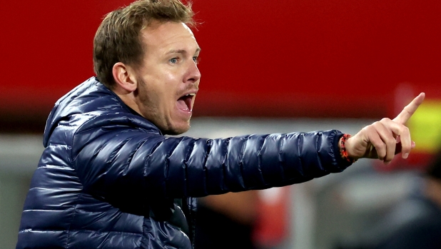 VIENNA, AUSTRIA - NOVEMBER 21: Julian Nagelsmann, head coach of Germany reacts during the international friendly match between Austria and Germany at Ernst Happel Stadion on November 21, 2023 in Vienna, Austria. (Photo by Alexander Hassenstein/Getty Images)