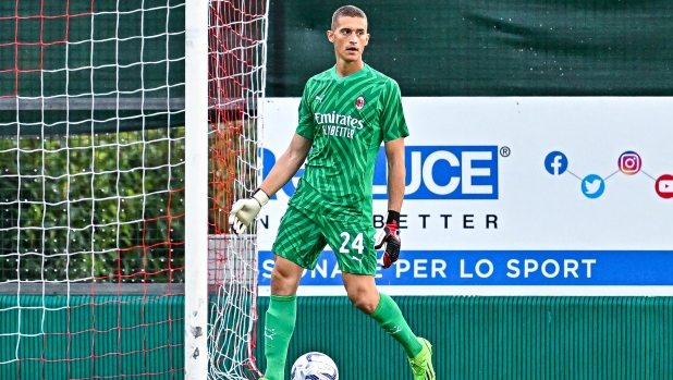 MONZA, ITALY - AUGUST 26: Andrea Bartoccioni of Milan U19 is seen in action during the Primavera 1 match between Monza U19 and AC Milan U19 on August 26, 2023 in Monza, Italy. (Photo by AC Milan/AC Milan via Getty Images)