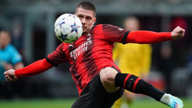 Foto Davide Spada/LaPresse 28 novembre 2023 - Milano  , Italia - sport, calcio -  Milan vs Borussia Dortmund  - Champions League 2023/2024 - Stadio San Siro.  Nella foto: Luka Jovic (AC Milan); November  28 , 2023 Milan , Italy - sport, calcio - Milan vs Borussia Dortmund - Champions League 2023/2024 - San Siro Stadium . In the pic : Luka Jovic (AC Milan);