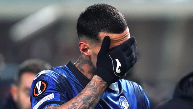 Foto Spada/LaPresse 30 Novembre 2023 - Bergamo , Italia - sport, calcio - Atalanta vs Sporting Lisbona - Europa League 2023/2024 - Stadio Gewis Nella foto:  Gianluca Scamacca  (Atalanta BC);  30 November , 2023 Bergamo  , Italy - sport, calcio - Atalanta vs Sporting Lisboa , Europa League 2023/2024 - Gewis Stadium -  In the pic : Gianluca Scamacca  (Atalanta BC);