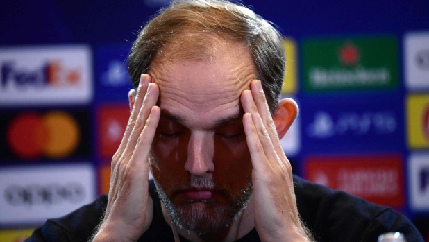 Bayern Munich's German Head Coach Thomas Tuchel gestures during a press conference on the eve of the UEFA Champions League last 16 first Leg football match between Lazio and Bayern Munich, on February 13, 2024 in Rome. (Photo by Filippo MONTEFORTE / AFP)
