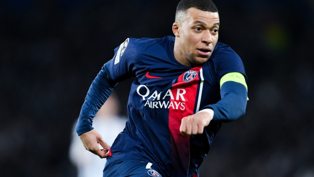 SAN SEBASTIAN, SPAIN - MARCH 05: Kylian Mbappe of Paris Saint-Germain looks on during the UEFA Champions League 2023/24 round of 16 second leg match between Real Sociedad and Paris Saint-Germain at Reale Arena on March 05, 2024 in San Sebastian, Spain. (Photo by David Ramos/Getty Images)
