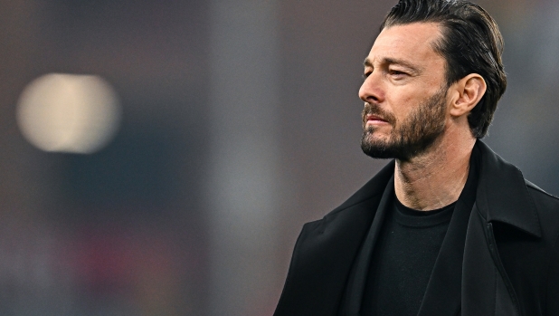 GENOA, ITALY - FEBRUARY 24: Federico Balzaretti, sports manager of Udinese, looks on prior to kick-off in the Serie A TIM match between Genoa CFC and Udinese Calcio at Stadio Luigi Ferraris on February 24, 2024 in Genoa, Italy. (Photo by Simone Arveda/Getty Images)