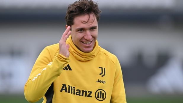 TURIN, ITALY - MARCH 27: Federico Chiesa of Juventus during Juventus Training Session at JTC on March 27, 2024 in Turin, Italy. (Photo by Chris Ricco - Juventus FC/Juventus FC via Getty Images)