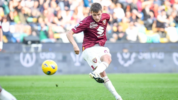 Torino's Gvidas Gineitis tries to score during the italian soccer Serie A match between Udinese Calcio vs Torino FC on march 16, 2024 at the Bluenergy stadium in Udine, Italy. ANSA/Ettore Griffoni