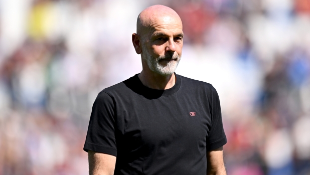 REGGIO NELL'EMILIA, ITALY - APRIL 14: Stefano Pioli, Head Coach of AC Milan, looks on prior to the Serie A TIM match between US Sassuolo and AC Milan at Mapei Stadium - Citta' del Tricolore on April 14, 2024 in Reggio nell'Emilia, Italy. (Photo by Alessandro Sabattini/Getty Images)