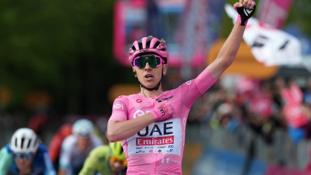 Pogacar Tadej (Team Uae Emirates) pink jersey, winner the stage 8 of the of the Giro d'Italia from Spoleto to Prati di Tivo, 11 May 2024 Italy. (Photo by Gian Mattia D'Alberto/LaPresse)