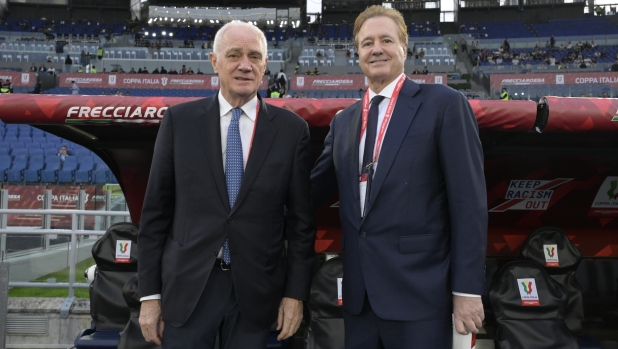 Antonio Percassi e Stephen Pagliuca  during the Italian Cup final soccer match between Atalanta and Juventus at Rome's Olympic Stadium, Italy, Wednesday, May 15, 2024. (Fabrizio Corradetti/LaPresse)