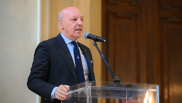 MILAN, ITALY - MAY 17: CEO Sport Giuseppe Marotta of FC Internazionale speaks during the FC Internazionale Is Awarded With the Ambrogino d'Oro Prize at Palazzo Marino on May 17, 2024 in Milan, Italy. (Photo by Mattia Pistoia - Inter/Inter via Getty Images)